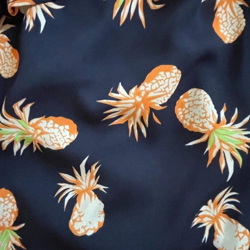 Sienna Sky | Navy Blue Pineapple Off the Shoulder Flutter Sleeve Blouse - Picture 5 of 6